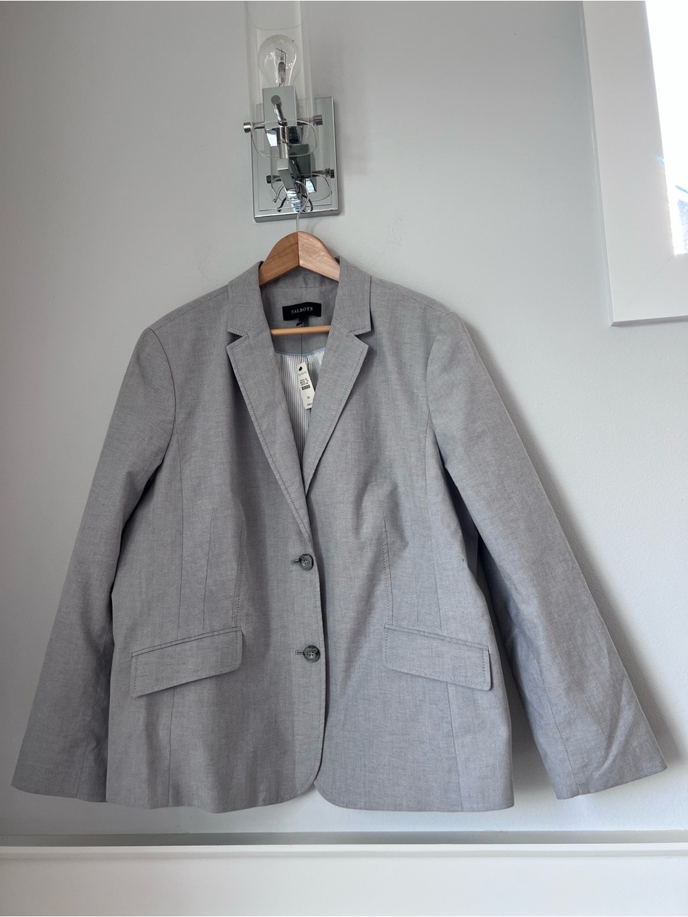 Talbots Light Gray Classic Two-Button Blazer